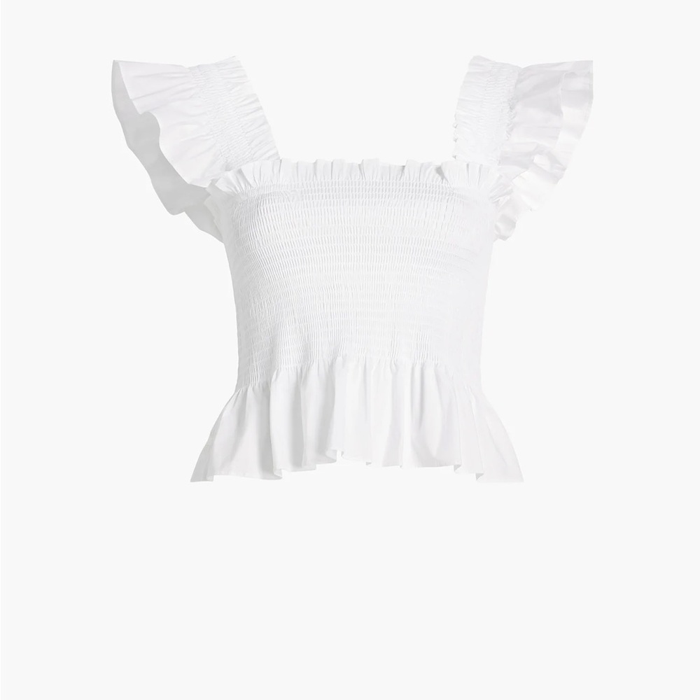 Hill House White Ruffle Tank Top